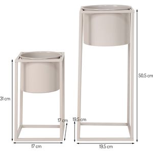 Plantenstandaard Set Jonna Beige - 2 Stuks