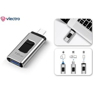 Vlectro - 4-in-1 USB-stick - 256 GB - Voor Smartphone, Tablet en Laptop