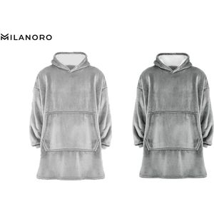 Milanoro - Ultrazacht Hoodie Deken - Zilvergrijs - Comfortabele Pasvorm