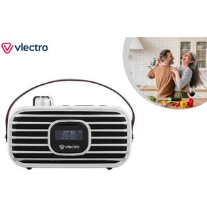 Vlectro - DAB+ Radio - Bluetooth - Retro Design - Kunstleder Draagriem