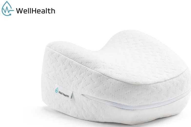 Wellhealth - Ergonomisch Kniekussen - 100% Memory Foam - Afneembare Hoes - 25,5 x 23 x 12,8 cm
