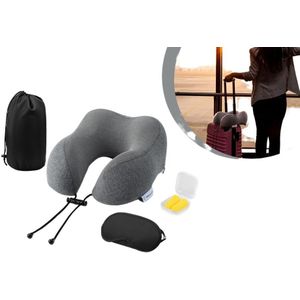 WellHealth Travelkit - Nekkussen Vliegtuig Traagschuim - Memory Foam - Wasbare Hoes - Inclusief Accessoires