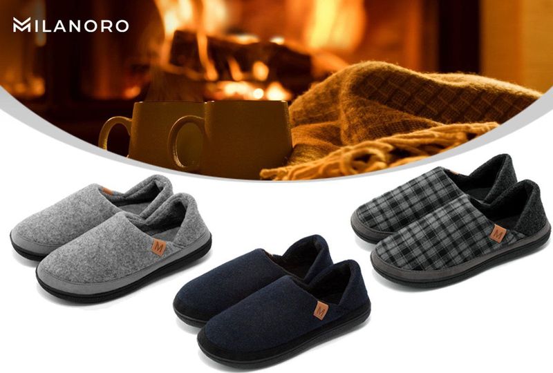 Milanoro - Comfortabele, warme herenpantoffels - Navy - 39-40