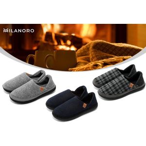 Milanoro - Instap Pantoffels - Vilten - Grijs - 100% Polyester