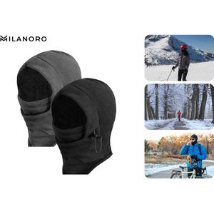 Milanoro - Fleece Sjaal-Muts - Grijs - 1 stuk