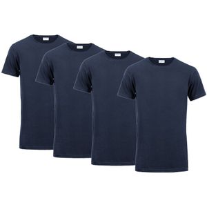 Milanoro - Extra Lange T-shirts - Navy - 4-pack - Ronde Hals - 100% Katoen