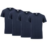 Milanoro - 4-pack Katoenen T-shirts - Navy - V-hals