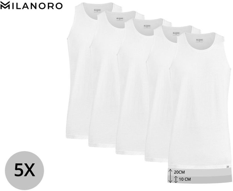 Milanoro - Set van 5 - Onderhemd - Wit - XXL