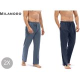 Milanoro - Set van 2 Pyjamabroeken - Navy / Bordeaux geruit - Katoen