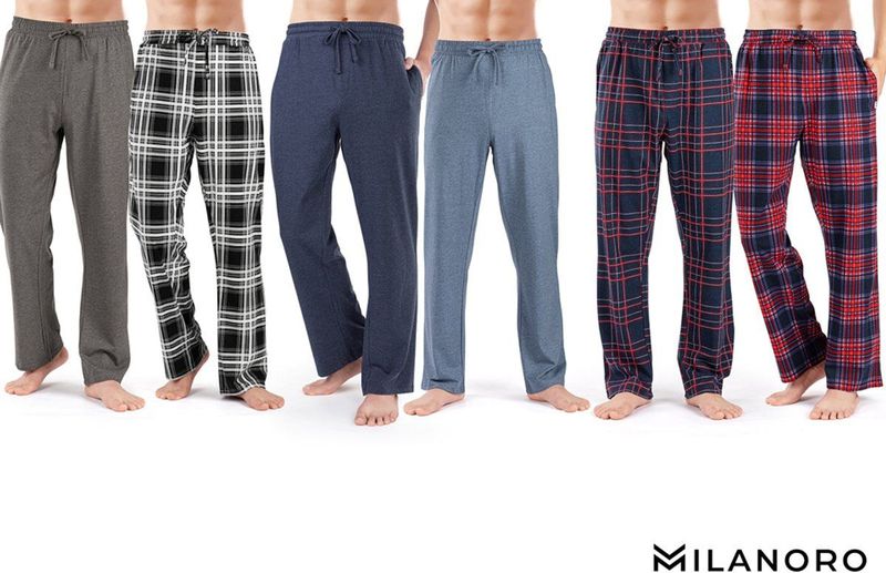 Milanoro - Set van 2 Pyjamabroeken - Navy / Bordeaux geruit - Katoen