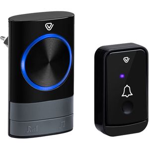 Vlectro - Draadloze Deurbel - Zwart - 1 Plug-in Ontvanger - Eenvoudige Installatie en Compact Design
