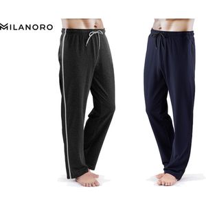 Milanoro - Set van 2 Sportieve Joggingbroeken - Marineblauw/Antraciet - Katoen