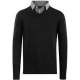 Herenpullover - Zwart - Met Overhemdkraag