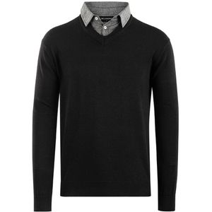 Herenpullover - Zwart - Met Overhemdkraag