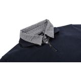 Herenpullover - Navy - Met Overhemdkraag en Halve Rits