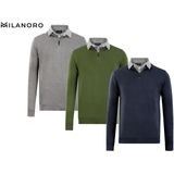 Herenpullover - Grijs - Met Overhemdkraag en Halve Rits