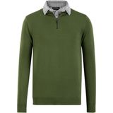 Herenpullover - Grijs - Met Overhemdkraag en Halve Rits