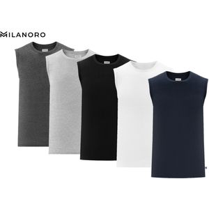 Milanoro - Mouwloze T-shirts - Donkerblauw - 100% Katoen