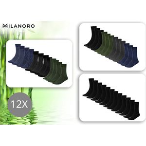 Milanoro - Bamboesokken - Zwart - 12 Paar - Hypoallergeen