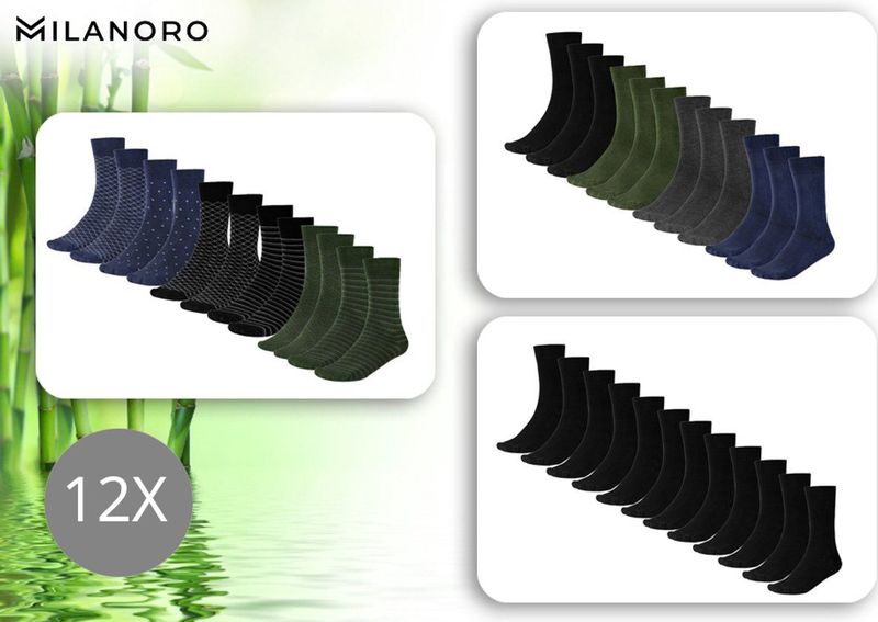Milanoro - Bamboesokken - Zwart - 12 Paar - Hypoallergeen