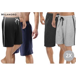 Milanoro - Set van 2 Mannenshorts - Zwart/Grijs - Katoen/Polyester