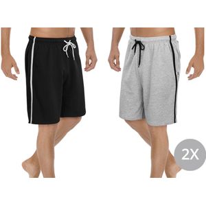 Milanoro - Set van 2 Mannenshorts - Zwart/Grijs - Katoen/Polyester