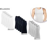Milanoro - Extra Lange Katoenen Ondershirts - Donkerblauw - Set van 5