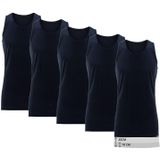 Milanoro - Extra Lange Katoenen Ondershirts - Donkerblauw - Set van 5