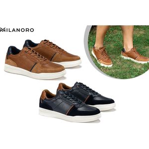Casual schoenen - Cognac - Leren Herensneakers