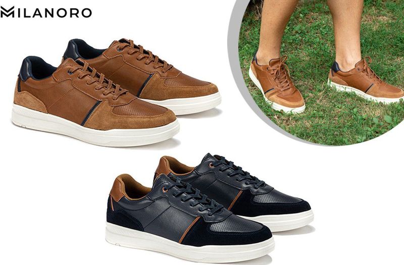 Casual schoenen - Cognac - Leren Herensneakers