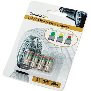 Set van 4 Ventieldopjes - Bandenspanningsmeters - Kleurcodes voor Veiligheid