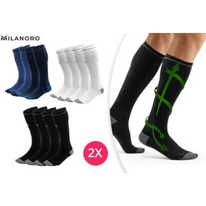 Milanoro - Compressiekousen - Zwart - Ademend & Ondersteunend - 2 Paar