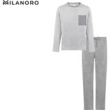 Milanoro - Katoenen Pyjama - Zwart/grijs - Voor Heren