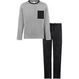 Milanoro - Katoenen Pyjama - Zwart/grijs - Voor Heren