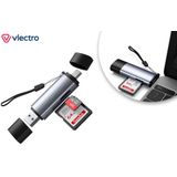 Vlectro SD Kaartlezer - USB 3.0 en USB-C - Micro SD/SD Ondersteuning