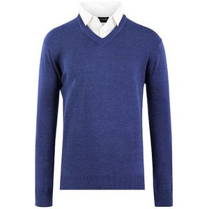 Herenpullover - Koningsblauw - Met Overhemdkraag