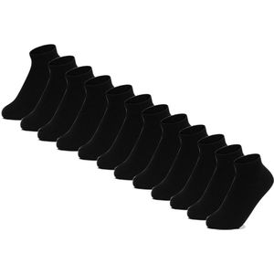 Milanoro - Bamboe Sneakersokken - Zwart - 12 Paar - Unisex