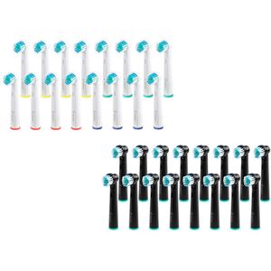 Wellhealth - Universele Opzetborsteltjes - Zwart - Set van 16 voor Elektrische Tandenborstel - Geschikt voor Oral-B/Braun