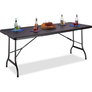 MaxxGarden Vouwtafel - Zwart - Rotanlook - 180x75x74 cm - 6 tot 8 personen