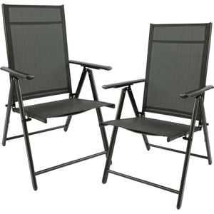MaxxGarden Set van 2 klapstoelen, tuinstoel, campingstoel, ligstoel, inklapbaar, van aluminium en kunststof, zwart