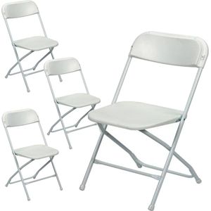 MaxxHome Klapstoelset - 4 x opvouwbare stoelen - campingstoel - terrasmeubilair - 80 x 40 x 44 cm - 3Kg - Wit