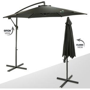 MaxxGarden Deluxe - Duurzame zweefparasol - Ø300 cm - Inclusief vulbare tegels - 3 meter doorsnede - Zwart