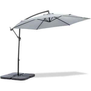 MaxxGarden Deluxe - Duurzame zweefparasol - Ø300 cm - Inclusief vulbare tegels - 3 meter doorsnede - Grijs