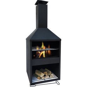 MaxxGarden Tuinhaard Grieks Arton - Terrashaard - Vuurkorf - BBQ - Terrasverwarmer - Terrasverwarming - Sfeerhaard - Ø44 x 118cm - Zwart