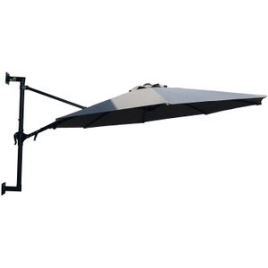 MaxxGarden Muurparasol - Zweef aluminium balkon parasol - Ø 270 cm - Grijs