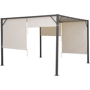 MaxxGarden Pergola - Partytent - Tuinpaviljoen met één gesloten zijkant - 3x3x2,3 m - Cream