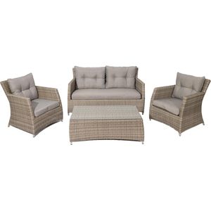 MaxxGarden Rattan loungeset - 5 persoons zithoek - wicker tuinset - incl. kussens en tafel