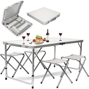 MaxxGarden Opvouwbare Picknicktafel - Campingtafel - Vouwtafel - Draagbaar - 120 x 60 x 70 cm - Wit