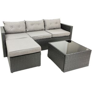 MaxxGarden Loungeset – Rattan Hoekset - 4 Persoons - Incl. Salontafel - Grijs