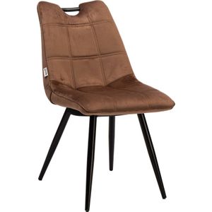 MaxxHome Eetkamerstoelen - Eetkamerstoelen set van 2 - Velvet/Stoffen Stoel - Camel